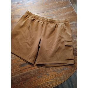3XL Athletic Works Brown Casual Elastic Drawstring Waist Cargo Shorts w Pockets